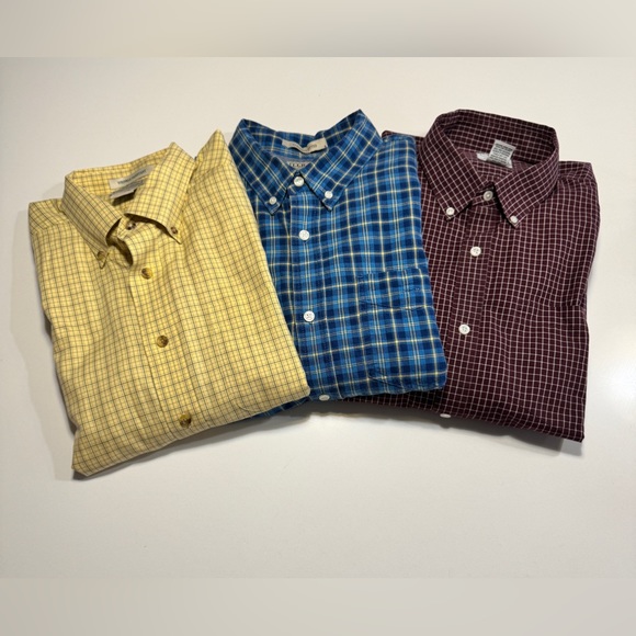 L.L. Bean Other - Lot Of 3 LL Bean Plaid Long Sleeve Button Up Shirts Mens LRG 2 REG 1 Fitted